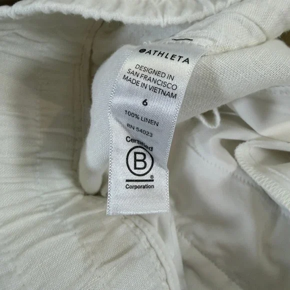 Athleta Cabo‎ Linen Wide Leg Pants Elastic Waist Drawstring Zip Pockets Size 6 - Picture 9 of 9